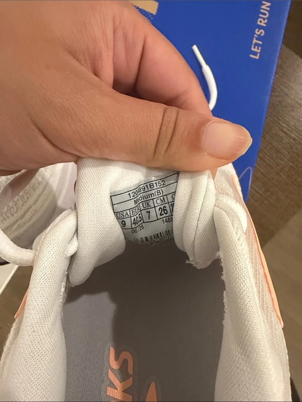 Brooks Revel 9 Women’s White Sneakers with Peach Accent